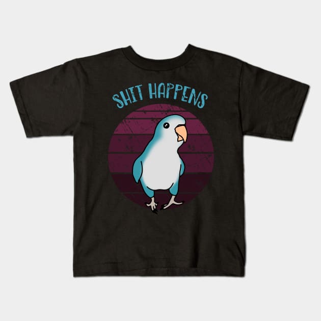 shit happens - monk parakeet doodle Kids T-Shirt by FandomizedRose